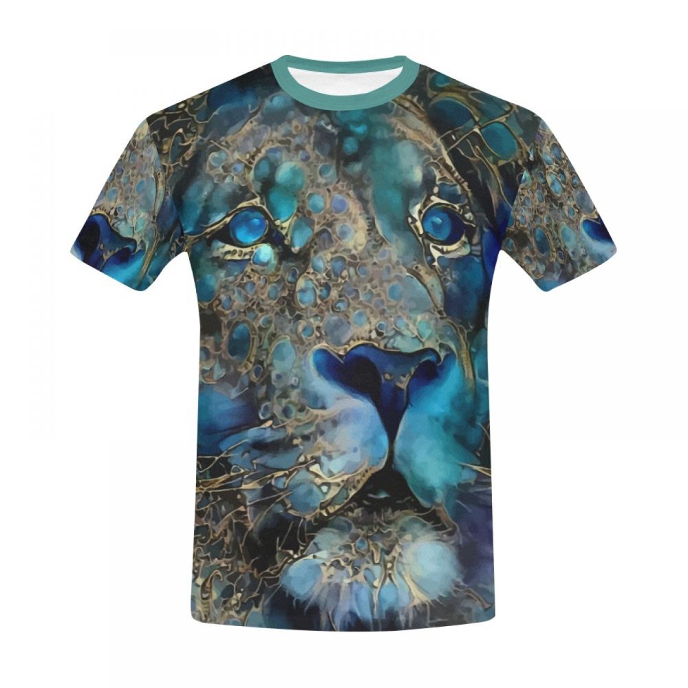 Camiseta Corta Arte Digital León Azul Hombre