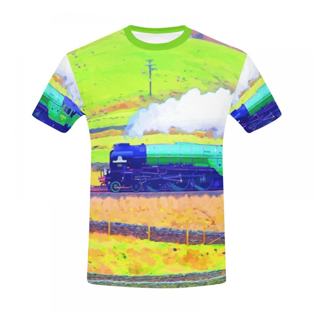 Camiseta Corta Paisaje Arte Tren Pastoral Hombre