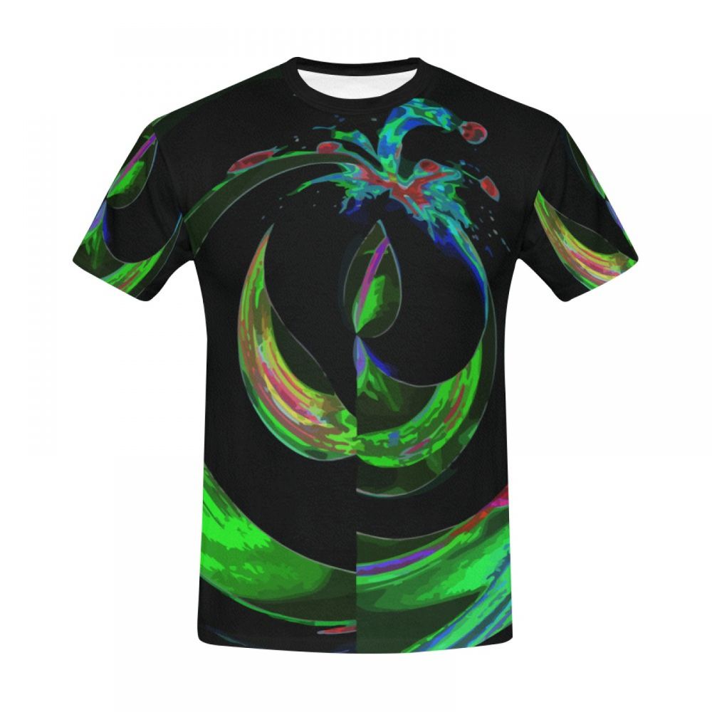 Camiseta Corta Gota De Agua Arte Digital Verde Hombre