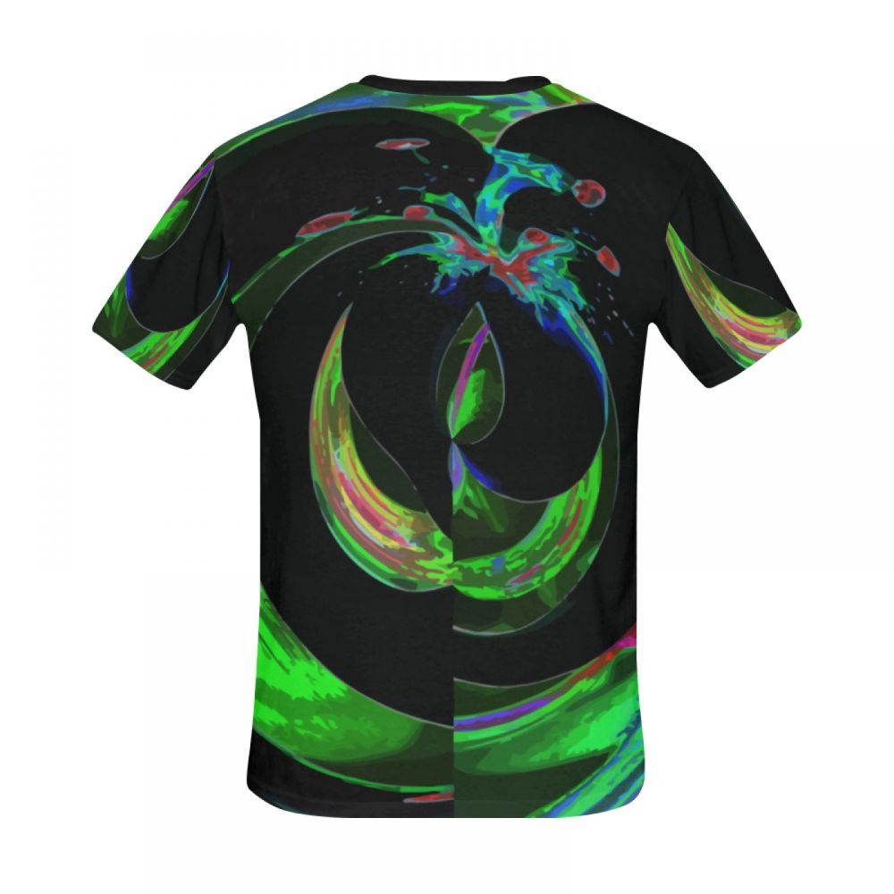 Camiseta Corta Gota De Agua Arte Digital Verde Hombre