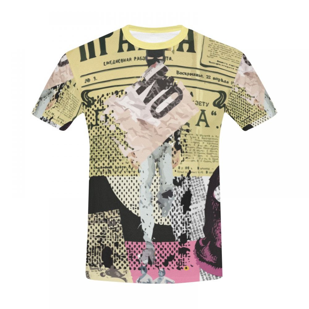 Camiseta Corta Arte Digital Leer Periódico Hombre