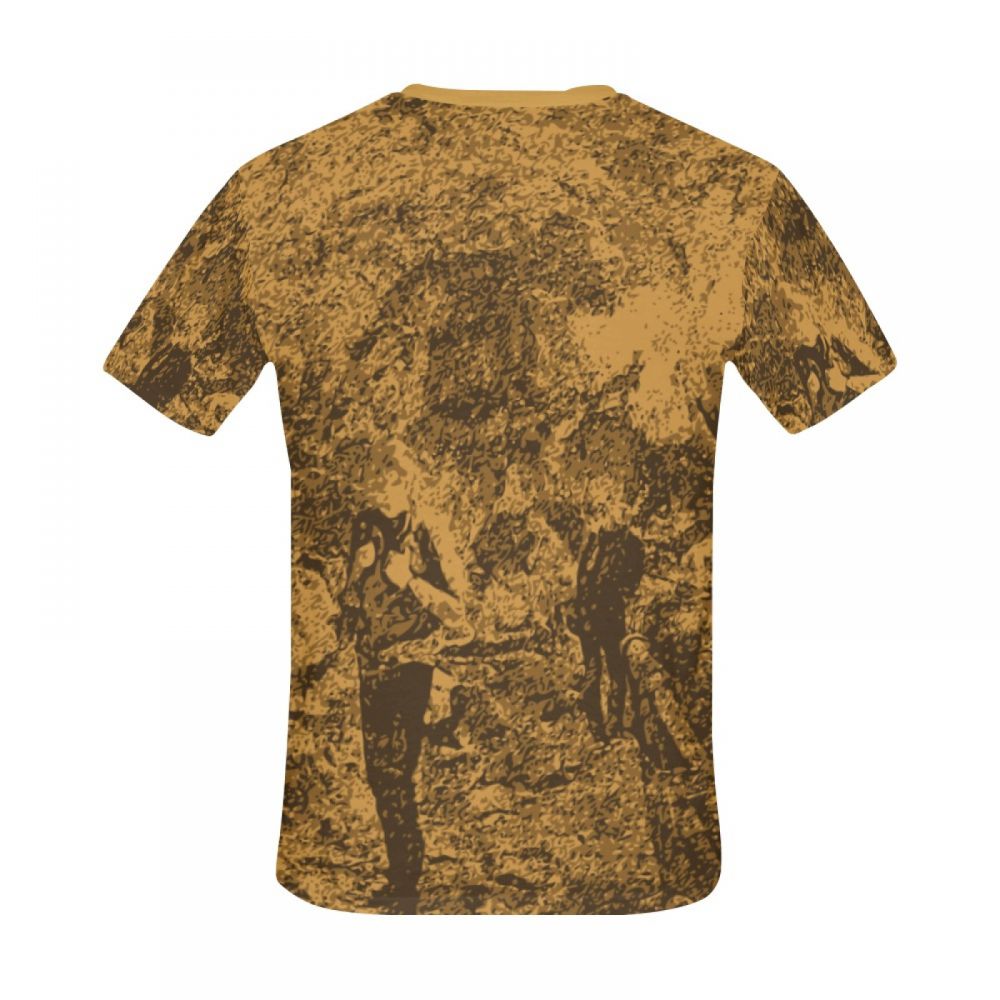 Camiseta Corta Arte Digital Marrón Hombres Hombre