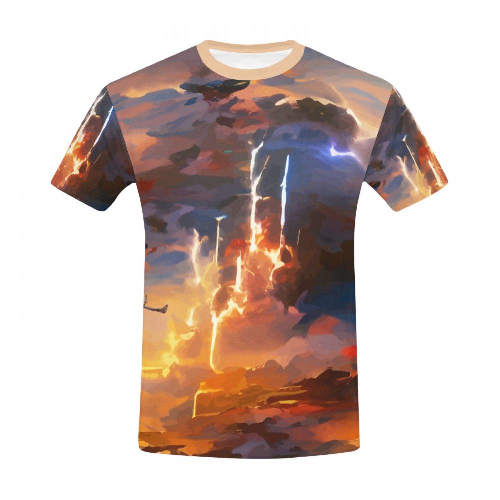 Camiseta Corta Rayo De Arte En El Cielo Hombre