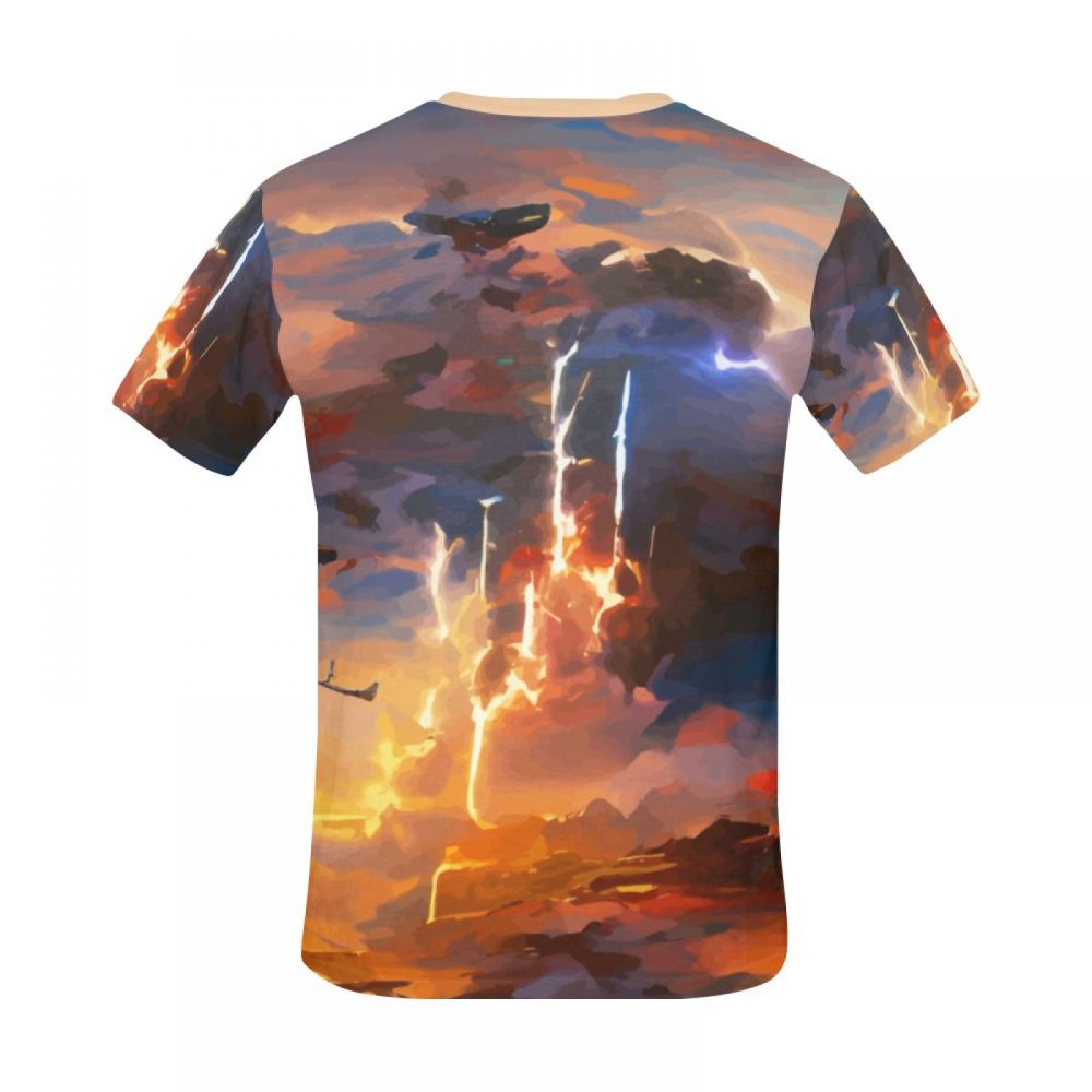 Camiseta Corta Rayo De Arte En El Cielo Hombre