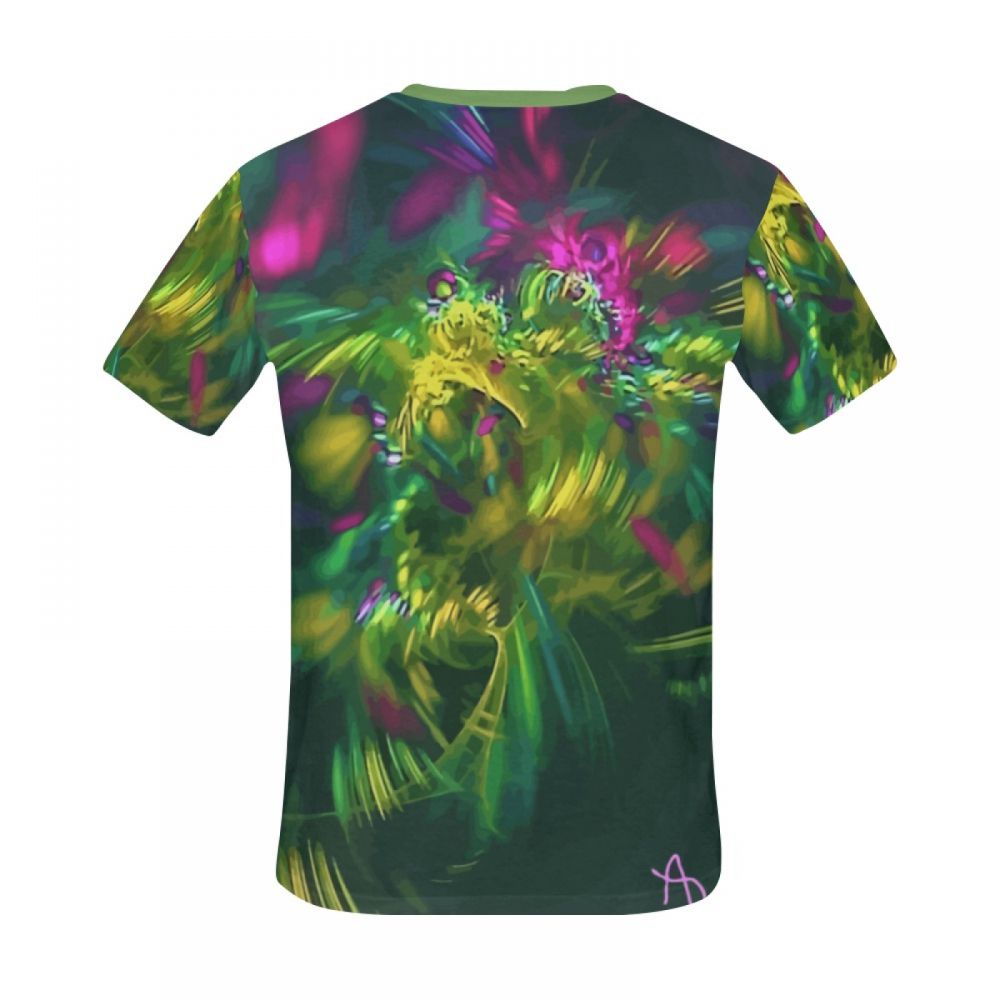 Camiseta Corta Flor De Arte Abstracto Hombre