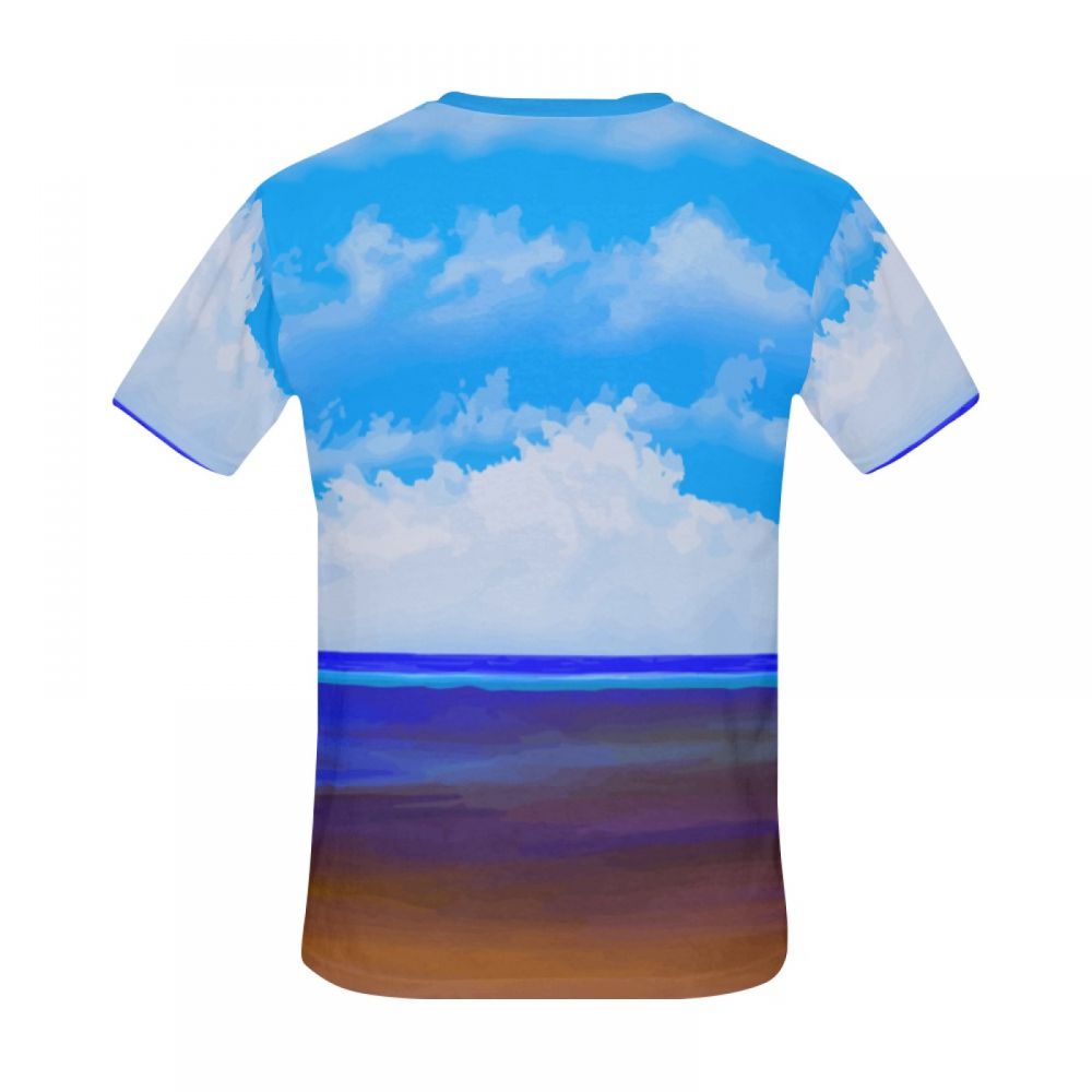 Camiseta Corta Arte Playa Azul Cielo Hombre