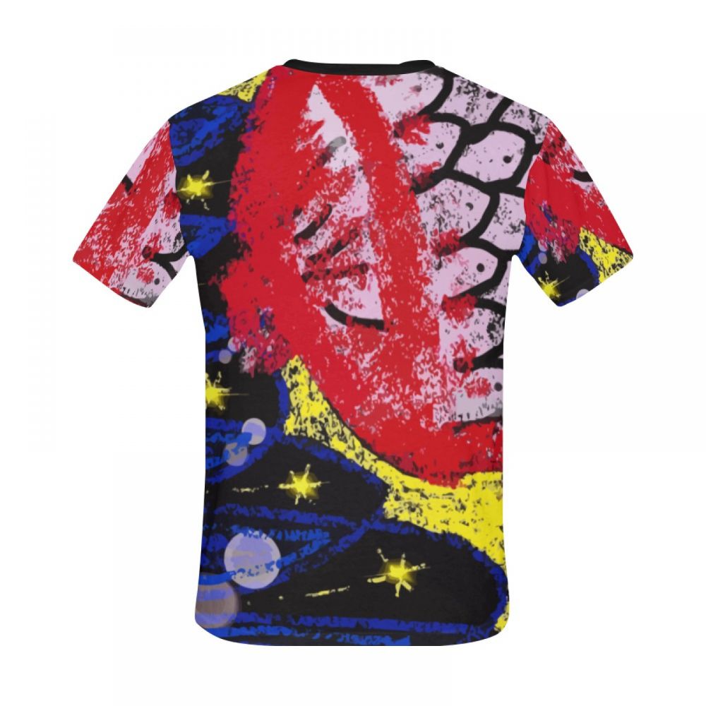 Camiseta Corta Arte Figurativo Boca De Pez Hombre