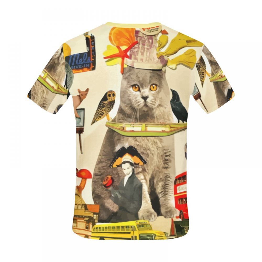 Camiseta Corta Arte Loco Animales Gato Rey Hombre