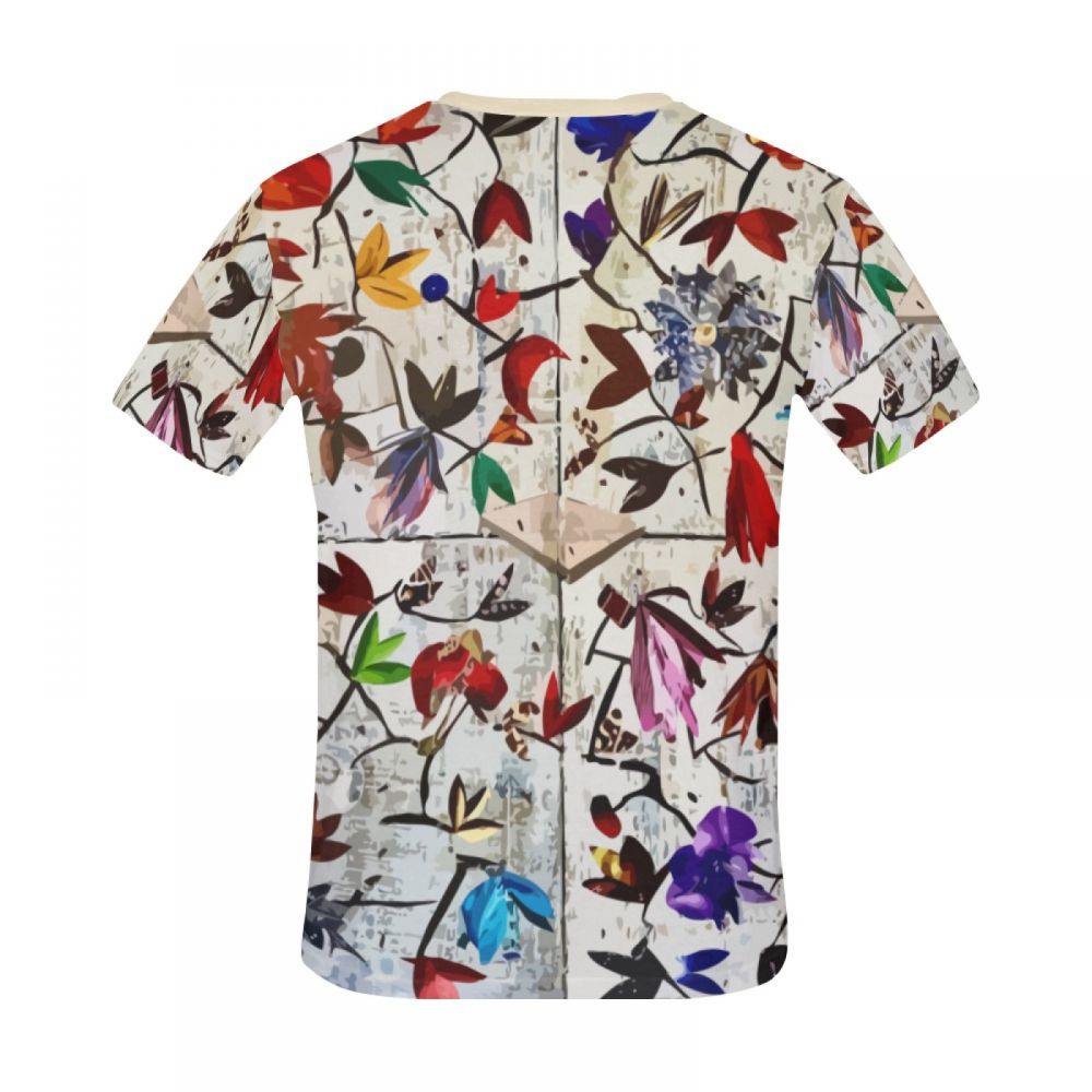 Camiseta Corta Collage De Arte Con Flores De Colores Hombre