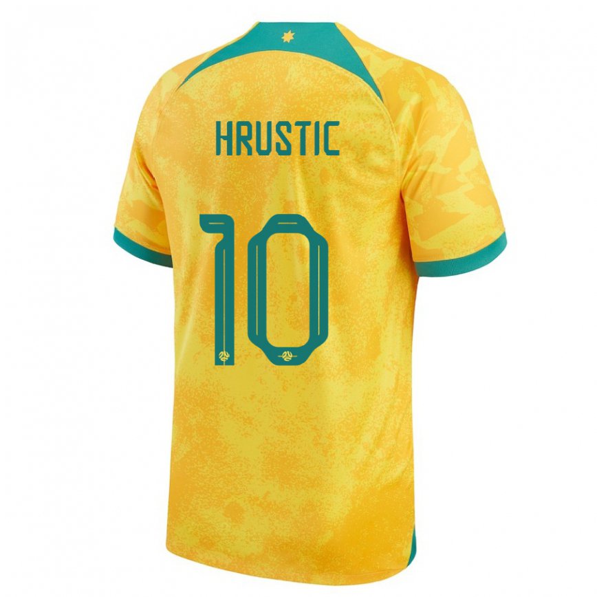 Niño Camiseta Australia Ajdin Hrustic #10 Dorado 1ª Equipación 22-24