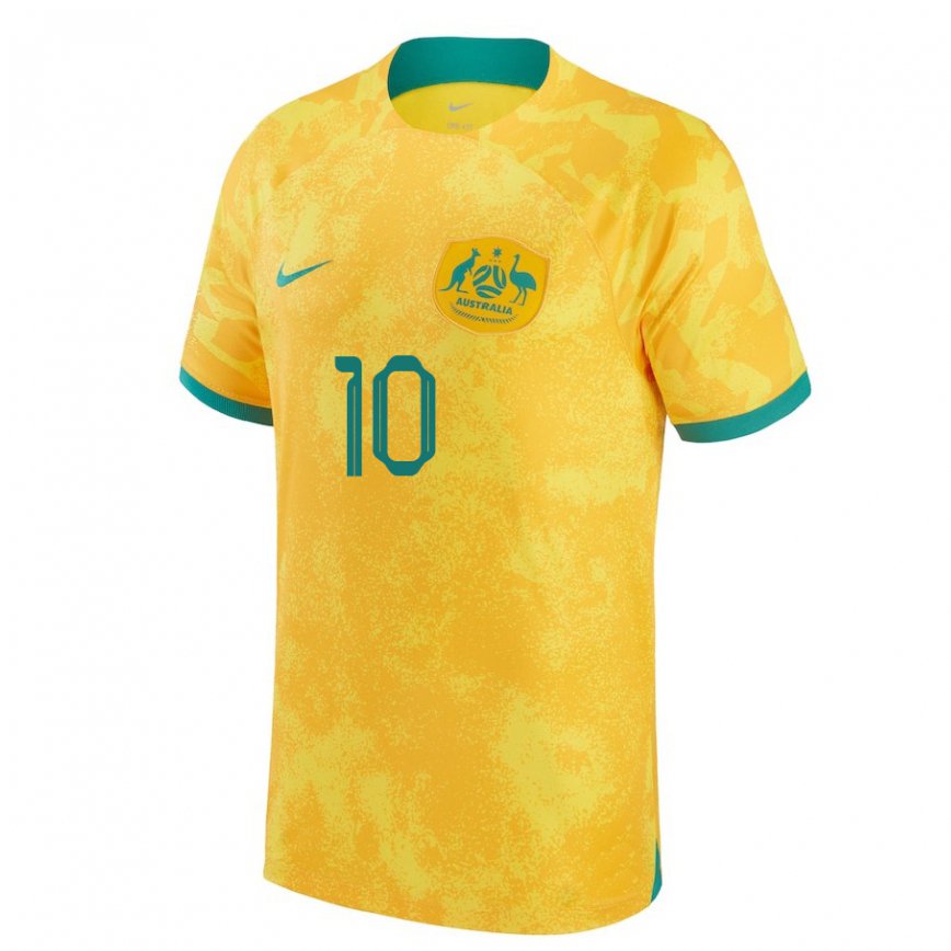 Niño Camiseta Australia Ajdin Hrustic #10 Dorado 1ª Equipación 22-24