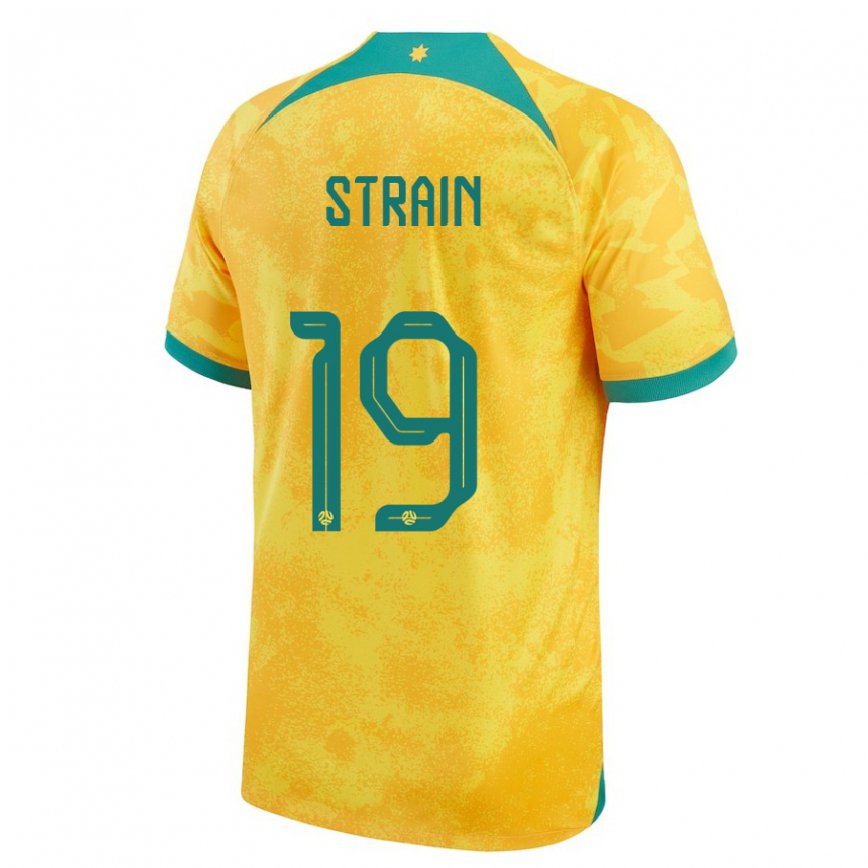 Niño Camiseta Australia Ryan Strain #19 Dorado 1ª Equipación 22-24