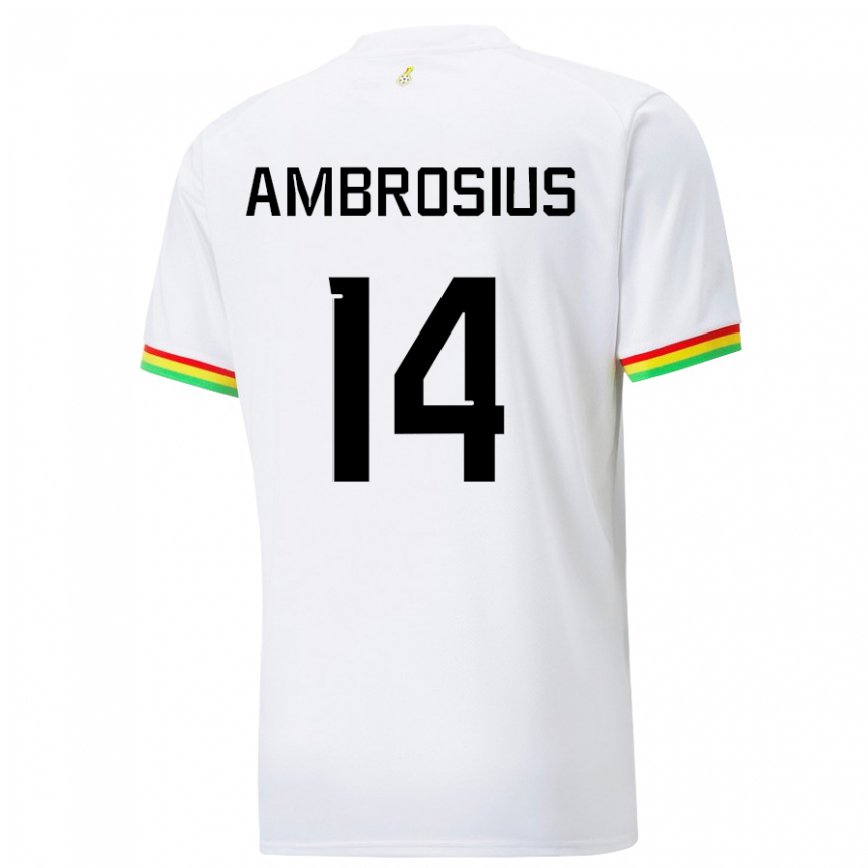 Niño Camiseta Ghana Stephan Ambrosius #14 Blanco 1ª Equipación 22-24