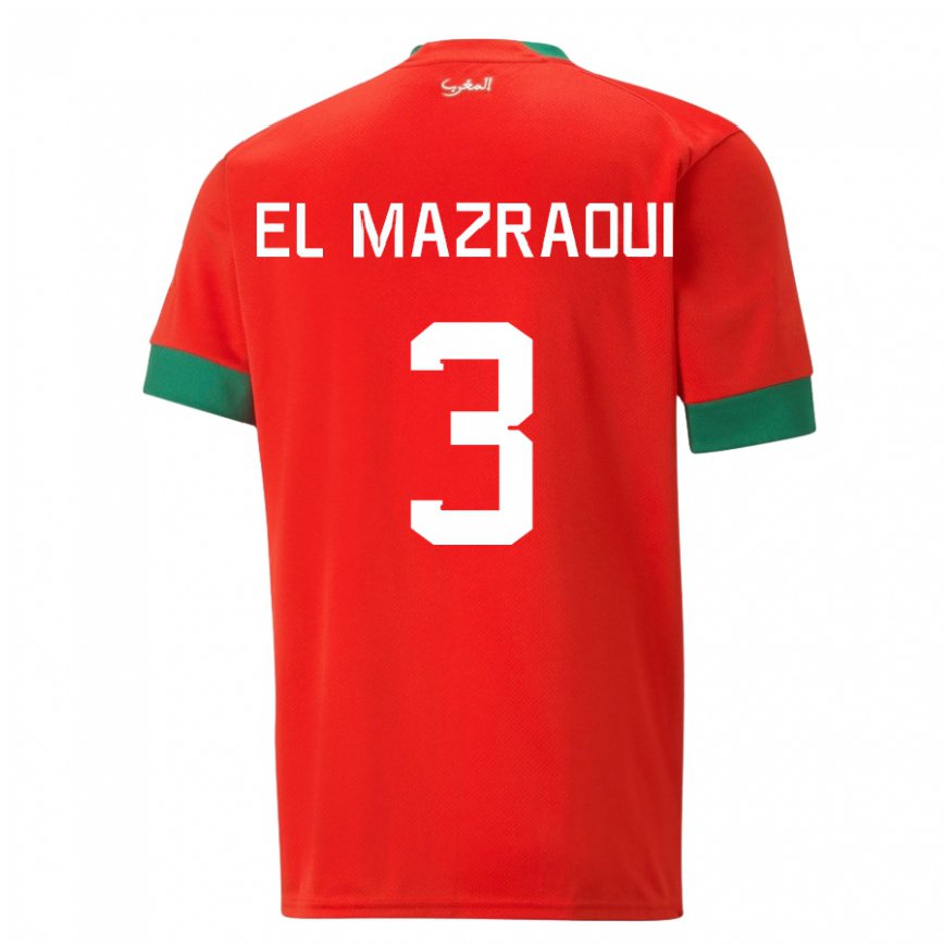 Niño Camiseta Marruecos Noussair El Mazraoui #3 Rojo 1ª Equipación 22-24