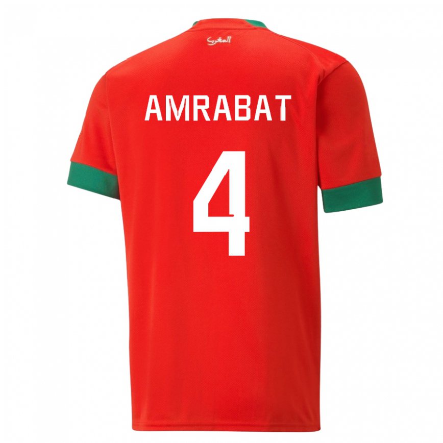 Niño Camiseta Marruecos Soufiane Amrabat #4 Rojo 1ª Equipación 22-24