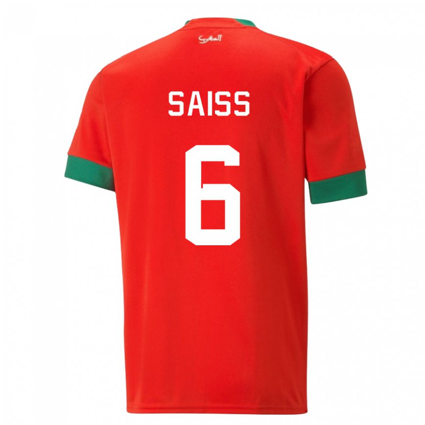 Niño Camiseta Marruecos Romain Saiss #6 Rojo 1ª Equipación 22-24