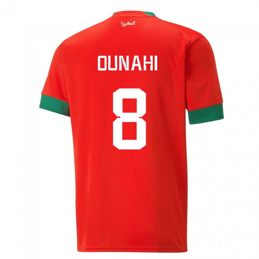 Niño Camiseta Marruecos Azzeddine Ounahi #8 Rojo 1ª Equipación 22-24