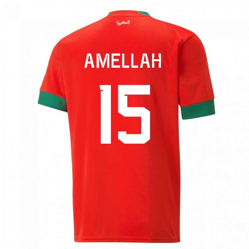 Niño Camiseta Marruecos Selim Amellah #15 Rojo 1ª Equipación 22-24