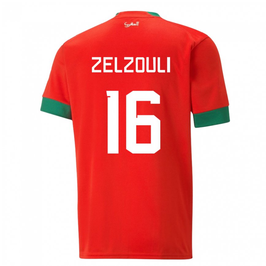 Niño Camiseta Marruecos Abdessamad Zelzouli #16 Rojo 1ª Equipación 22-24