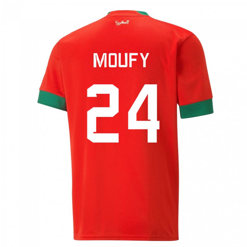 Niño Camiseta Marruecos Fahd Moufy #24 Rojo 1ª Equipación 22-24