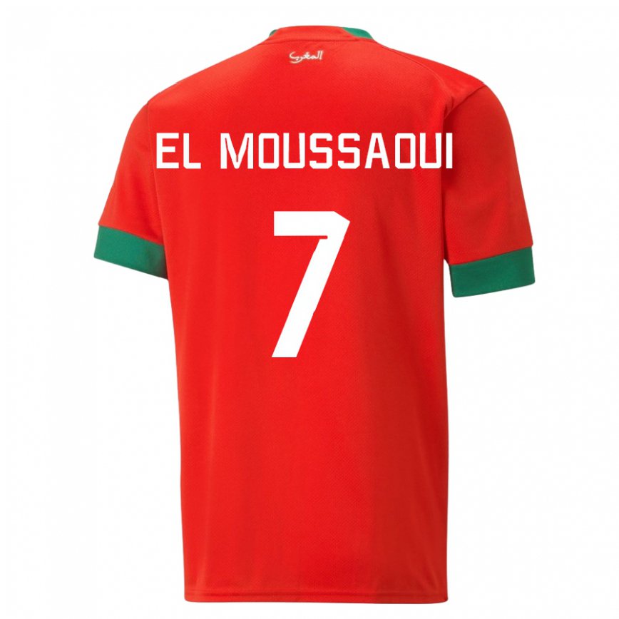 Niño Camiseta Marruecos Hamza El Moussaoui #7 Rojo 1ª Equipación 22-24