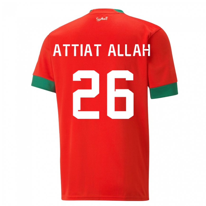 Niño Camiseta Marruecos Yahia Attiat-allah #26 Rojo 1ª Equipación 22-24