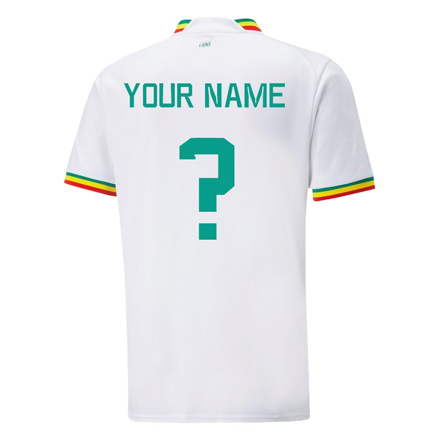 Niño Camiseta Senegal Su Nombre #0 Blanco 1ª Equipación 22-24