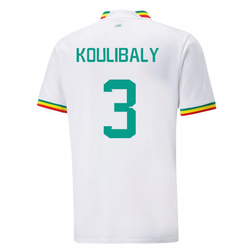 Niño Camiseta Senegal Kalidou Koulibaly #3 Blanco 1ª Equipación 22-24