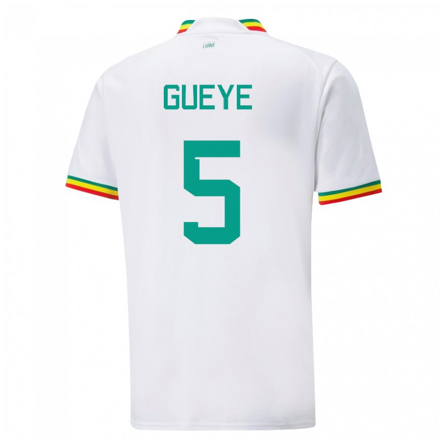 Niño Camiseta Senegal Idrissa Gueye #5 Blanco 1ª Equipación 22-24