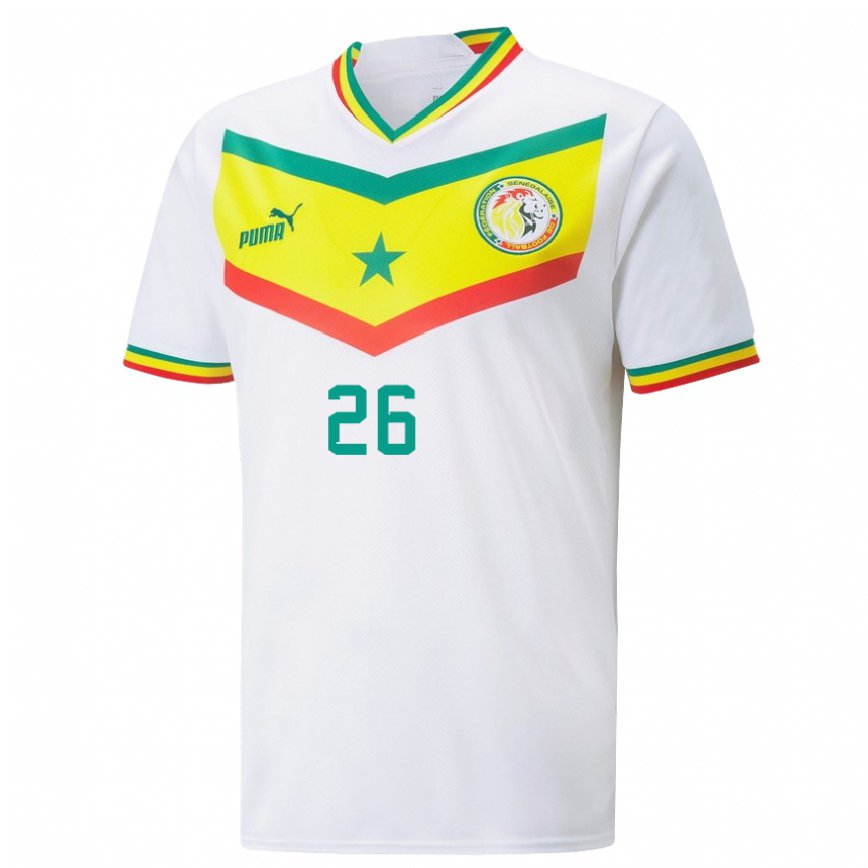 Niño Camiseta Senegal Pape Gueye #26 Blanco 1ª Equipación 22-24