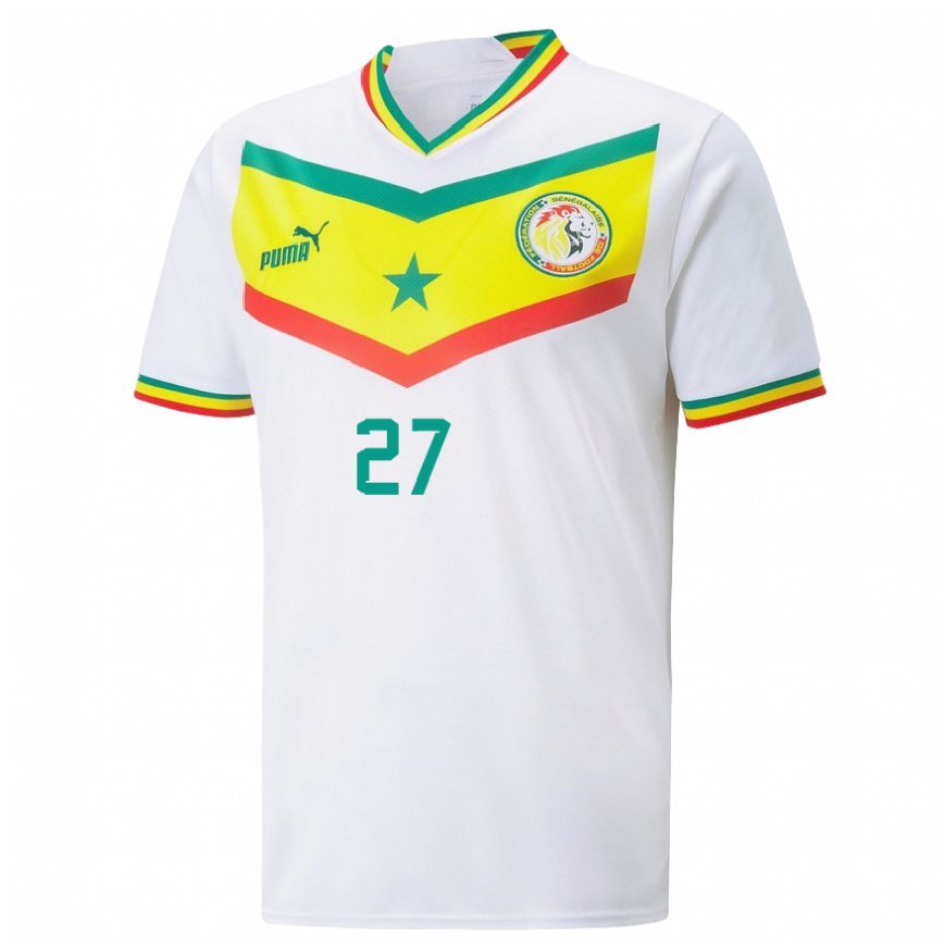 Niño Camiseta Senegal Nicolas Jackson #27 Blanco 1ª Equipación 22-24