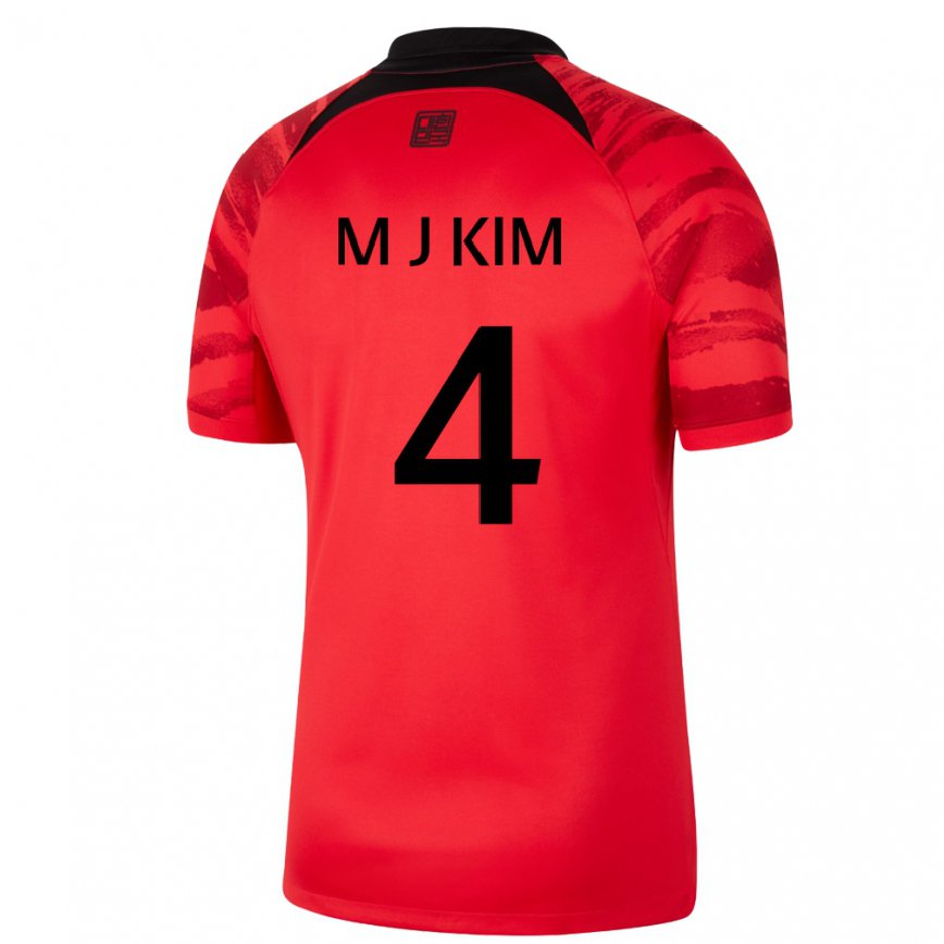 Niño Camiseta Corea Del Sur Min-jae Kim #4 Rojo Volver 1ª Equipación 22-24