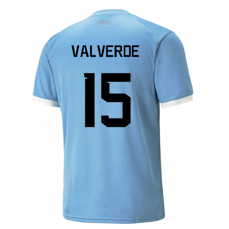 Niño Camiseta Uruguay Federico Valverde #15 Azul 1ª Equipación 22-24