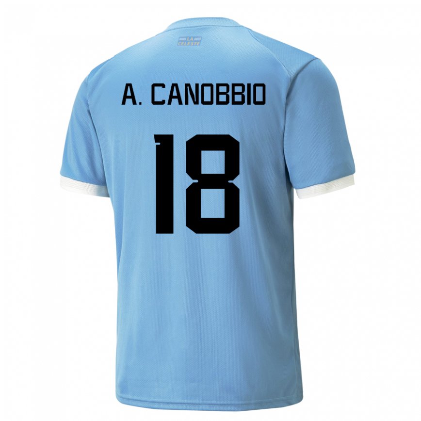 Niño Camiseta Uruguay Agustin Canobbio #18 Azul 1ª Equipación 22-24