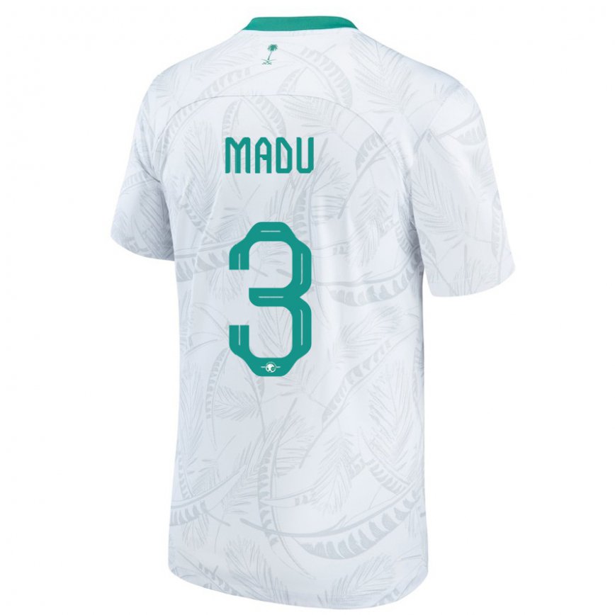 Niño Camiseta Arabia Saudita Abdullah Madu #3 Blanco 1ª Equipación 22-24