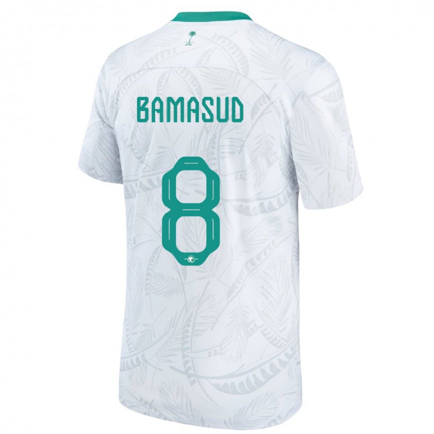 Niño Camiseta Arabia Saudita Ahmed Bamasud #8 Blanco 1ª Equipación 22-24