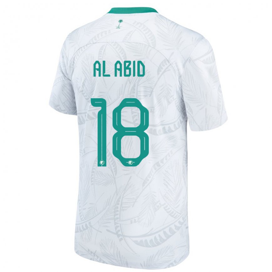 Niño Camiseta Arabia Saudita Nawaf Al Abid #18 Blanco 1ª Equipación 22-24