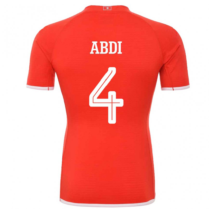 Niño Camiseta Túnez Ali Abdi #4 Rojo 1ª Equipación 22-24