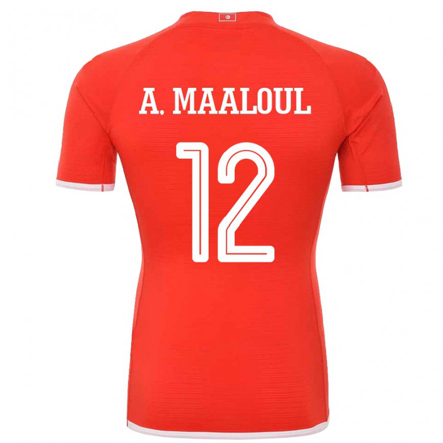 Niño Camiseta Túnez Ali Maaloul #12 Rojo 1ª Equipación 22-24