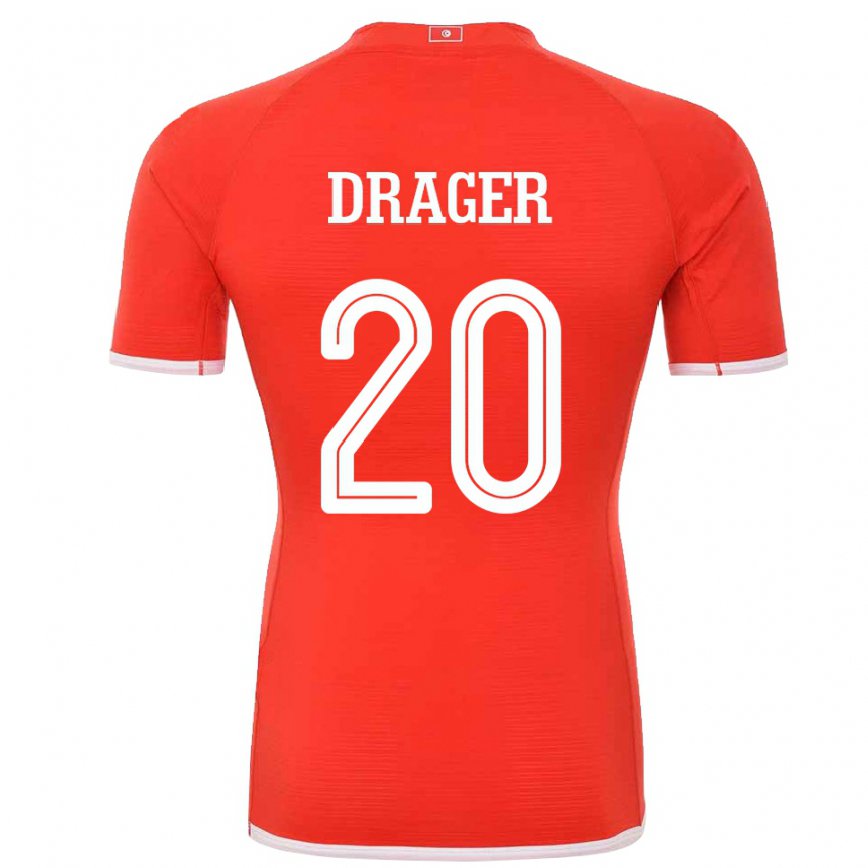 Niño Camiseta Túnez Mohamed Drager #20 Rojo 1ª Equipación 22-24