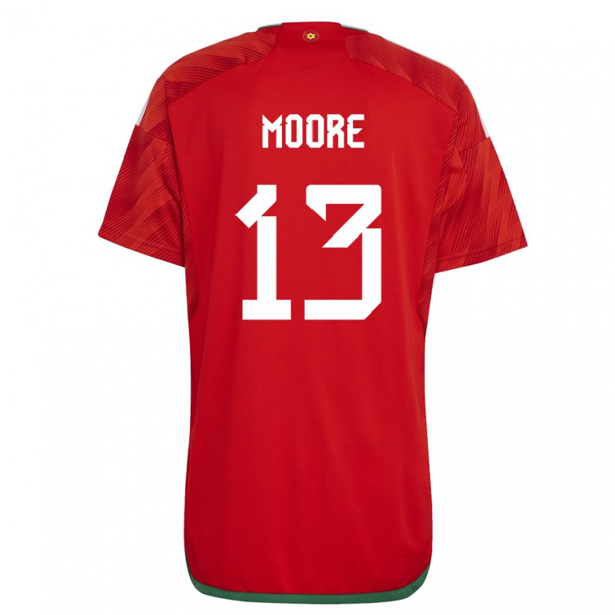 Niño Camiseta Gales Kieffer Moore #13 Rojo 1ª Equipación 22-24