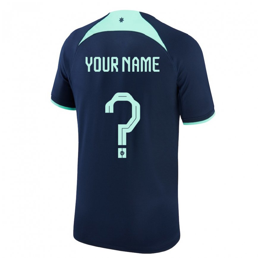 Niño Camiseta Australia Su Nombre #0 Azul Oscuro 2ª Equipación 22-24