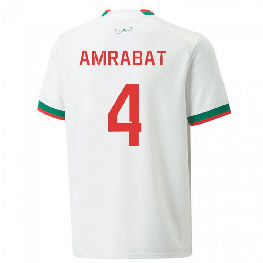 Niño Camiseta Marruecos Soufiane Amrabat #4 Blanco 2ª Equipación 22-24