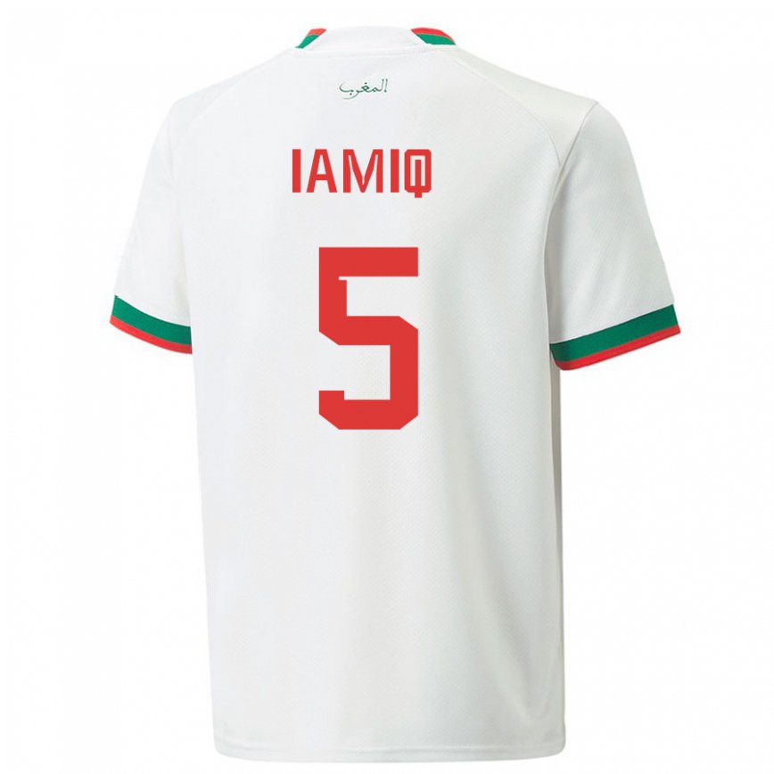 Niño Camiseta Marruecos Jawad Iamiq #5 Blanco 2ª Equipación 22-24