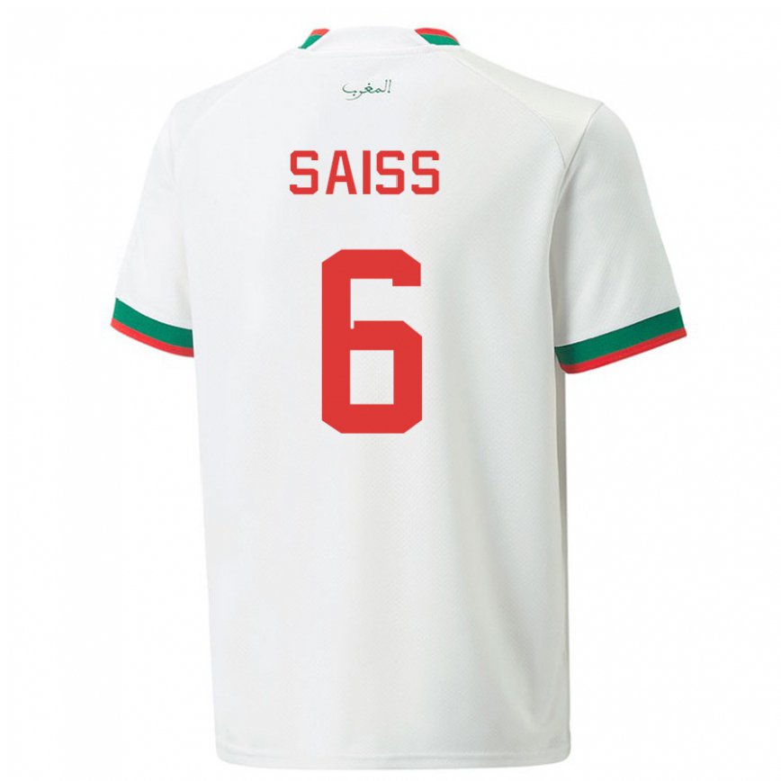 Niño Camiseta Marruecos Romain Saiss #6 Blanco 2ª Equipación 22-24