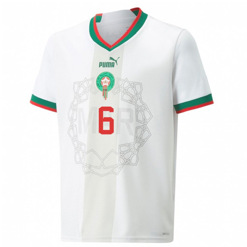 Niño Camiseta Marruecos Romain Saiss #6 Blanco 2ª Equipación 22-24