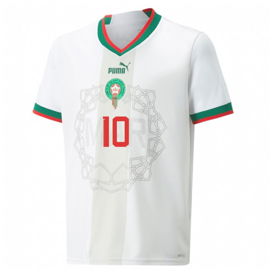 Niño Camiseta Marruecos Youness Belhanda #10 Blanco 2ª Equipación 22-24