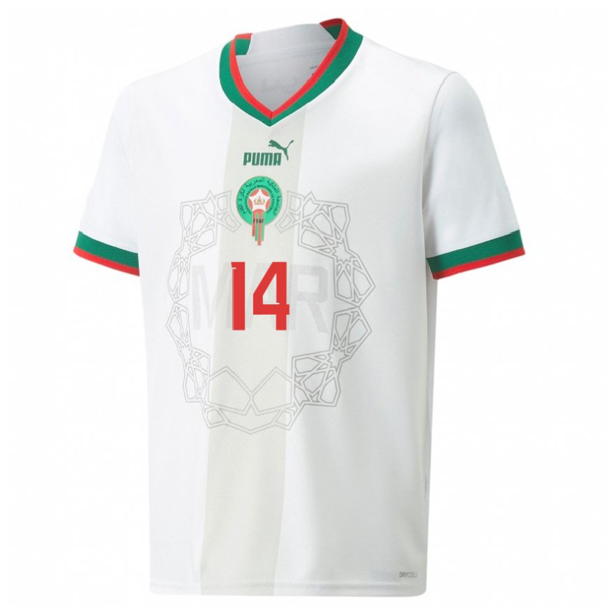 Niño Camiseta Marruecos Zakaria Aboukhlal #14 Blanco 2ª Equipación 22-24