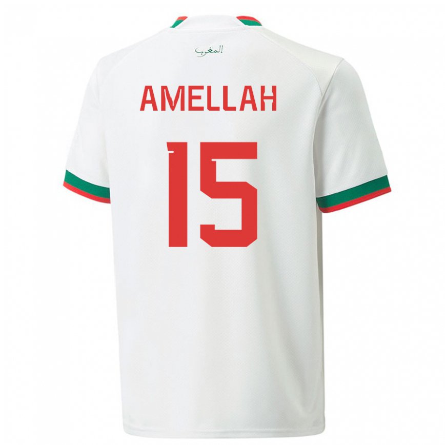 Niño Camiseta Marruecos Selim Amellah #15 Blanco 2ª Equipación 22-24