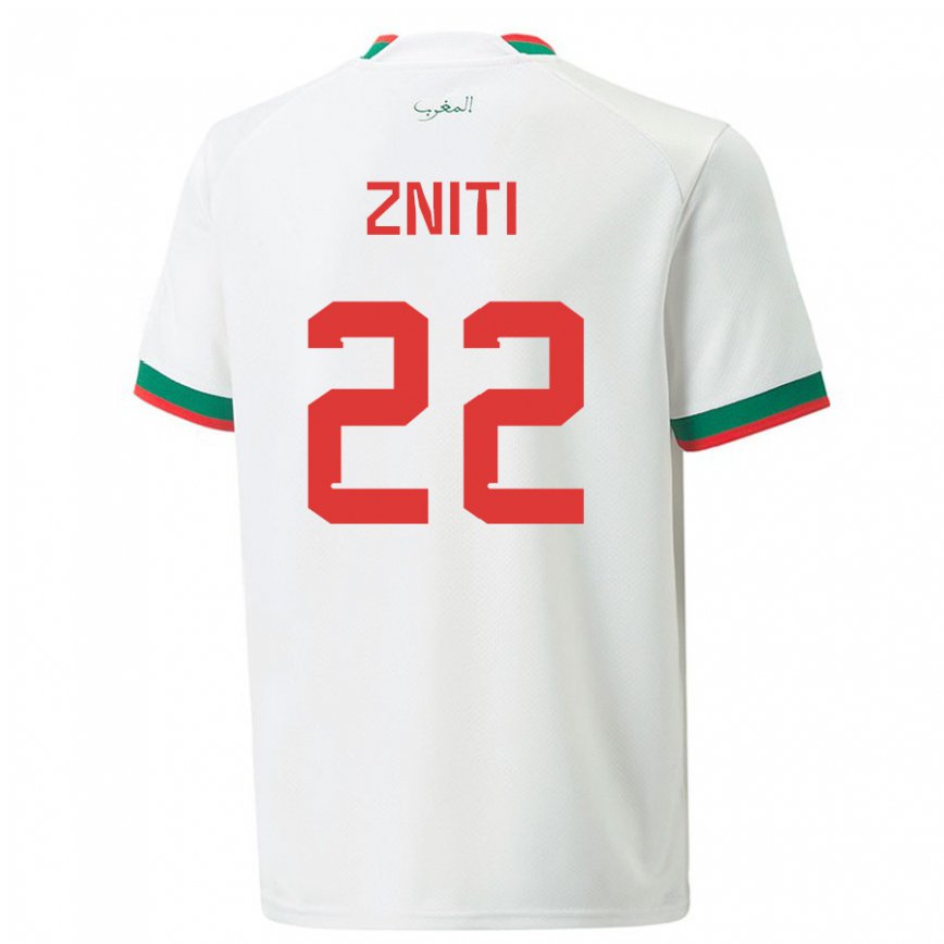 Niño Camiseta Marruecos Anas Zniti #22 Blanco 2ª Equipación 22-24